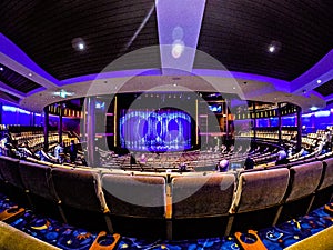 Indoor movie theater stage on a cruise ship