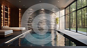 An indoor oasis: a luxurious swimming pool nestled inside a stunning house.