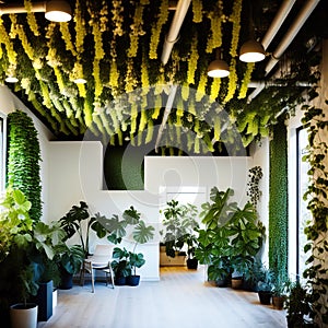 An indoor plant nursery.