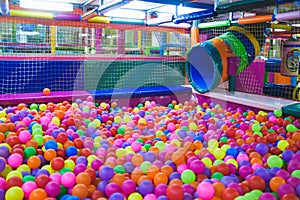 Indoor playground with colorful plastic balls for children