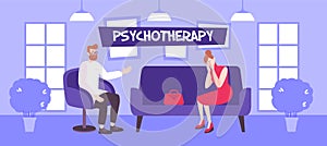 Indoor Psychotherapy Flat Composition