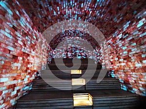 Indoor salt sauna - colorful lighted