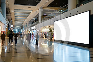 Indoor Shopping Mall Advertising Billboard Large Video Promotion LED White Screen in Public Space Area with People