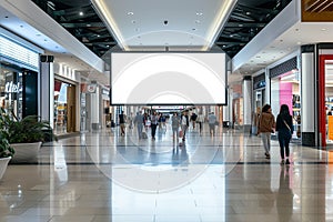 Indoor Shopping Mall Advertising Billboard Large Video Promotion LED White Screen in Public Space Area with People