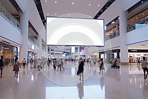 Indoor Shopping Mall Advertising Billboard Large Video Promotion LED White Screen in Public Space Area with People