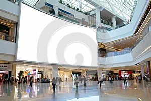 Indoor Shopping Mall Advertising Billboard Large Video Promotion LED White Screen in Public Space Area with People