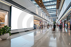 Indoor Shopping Mall Advertising Billboard Large Video Promotion LED White Screen in Public Space Area with People