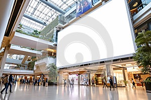 Indoor Shopping Mall Advertising Billboard Large Video Promotion LED White Screen in Public Space Area with People