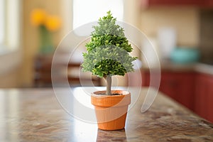 indoor small faux topiary in mini terra cotta pot