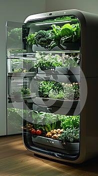 Indoor smart garden appliance growing various plants. Urban agriculture. AI Generated