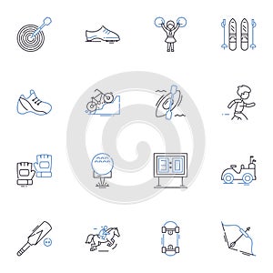 Indoor sports line icons collection. Basketball, Volleyball, Badminton, Soccer, Hockey, Tennis, Ping-pong vector and