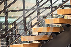 indoor stair and railing details close up