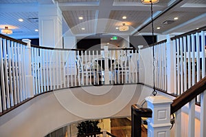 Indoor staircase in apartment building, second floor