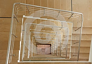 Indoor stairway in square spiral