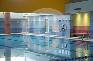 Indoor swiming pool with blue walls