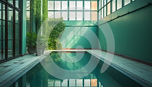 indoor swimming pool with green wall ai generated