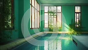 indoor swimming pool with green wall ai generated