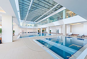 Indoor swimming pool in healthy concept