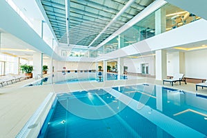 The indoor swimming pool in healthy concept