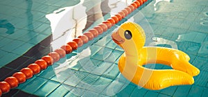 Indoor swimming pool with swim lanes and Duck rubber ring