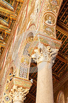 Indoor View Of the Cathedral of Monreale Decorated With Gold Mosaic In sicily