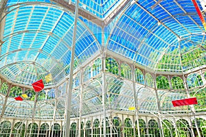 Indoor view of Crystal Palace Palacio de Cristal in Buen Park