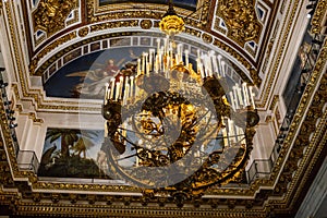 Indoor view of St. Isaac`s Cathedral in Saint-Petersburg, Russia