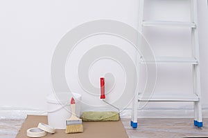 indoor wall painting equipment and stairs