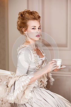 Indoors shot in the Marie Antoinette style