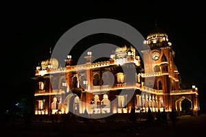 Indore City Gandhi Hall Historic Building in Night