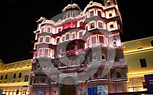 Indore City Rajwada Palace in Night Lights Side View photo