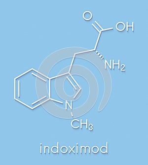 Indoximod cancer drug molecule IDO or indoleamine 2,3-dioxygenase inhibitor. Skeletal formula.
