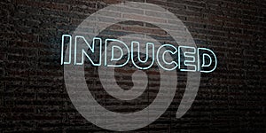 INDUCED -Realistic Neon Sign on Brick Wall background - 3D rendered royalty free stock image