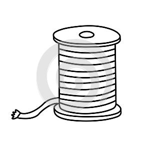 Inductance coil hand drawn doodle vector illustration black outline.