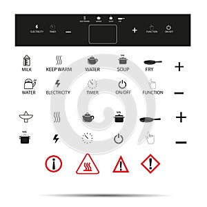 Induction cooker icon set electric stove - flat Vector illustration