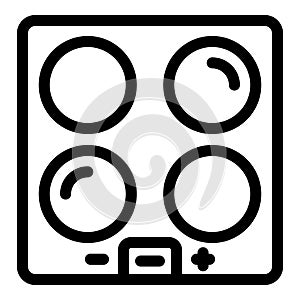 Induction heating stove icon outline vector. Magnetic cooking plate