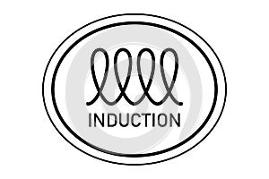 Induction, Icon for marking dishes. To designate a surface, a coating. Vector isolated illustration on white background