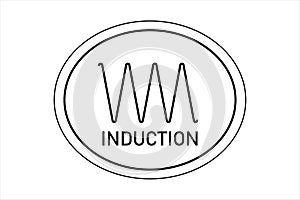 Induction, Icon for marking dishes. To designate a surface, a coating. Vector isolated illustration on white background