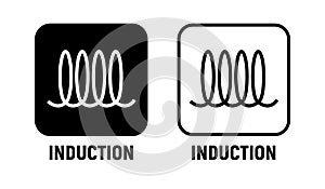 Induction spiral vector icon symbol. Slinky copper metal winding cooking induction electric line icon.