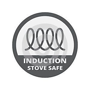 Induction stove safe circle vector label