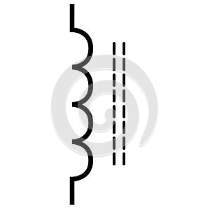 Inductor With Ferrite Core Component Symbol For Circuit Design