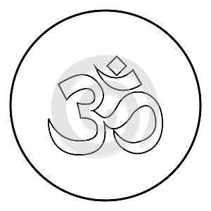 Induism symbol Om sign icon black color vector illustration simple image