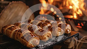 Indulge in these adorable sausage rolls carefully crafted with whimsical pastry details. Each mouthful is a warm photo