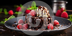 Indulge in a decadent chocolate lava cake a rich and irresistible treat. Concept Desserts, Chocolate Lava Cake, Sweet Treats,
