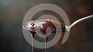 indulgent dessert concept, indulge in decadent, velvety chocolate cascading from a spoon a scrumptious choice for any photo