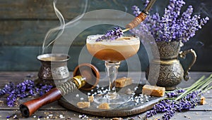 Indulge in a Lavender-Caramel Libation with a Hint of Smoke. photo