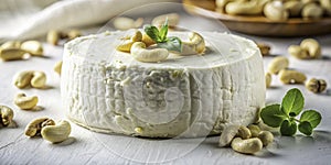 Creamy Cashew Cheese A Delicious DairyFree Delight A Macro Photography Showcase of PlantBased Gourmet Goodness photo