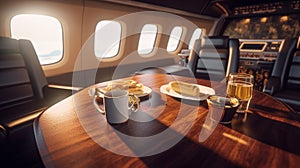 V luxus z cestování letadlem jako vy v přepychový kůže místa k sezení z tento elegantní letadlo 