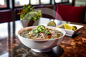 Savor the Aroma of Beef Pho Soup with Fresh Toppings