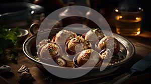 Indulge in the Rich Flavors of Escargots De Bourgogne food photography. Generative AI